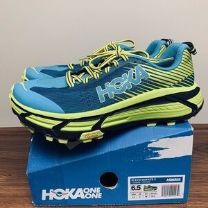 New HOKA ONE ONE Womens EVO MAFATE 2 Blue & Yellow Trail Running Shoes Size 6.5
